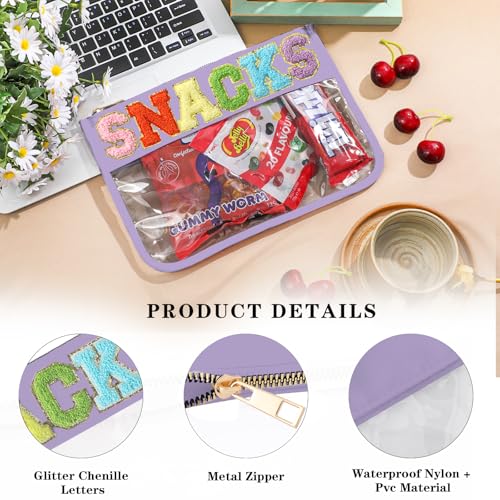 DYSHAYEN Clear Snacks Bag for Travel - color: Purple-Snacks