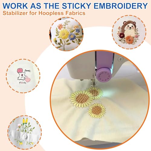 FURWEY Water Soluble Stabilizer for Embroidery,36PCS 8.5x11,Self Adhesive - size: 36P