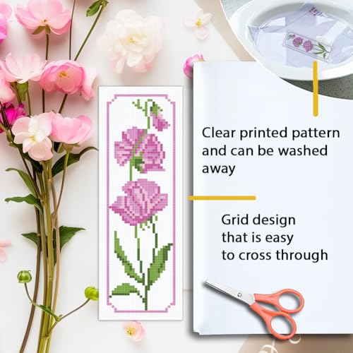 ORIGACH 6 Pack Sweet Pea Flower Cross Stitch Kit - style: Pea Flower