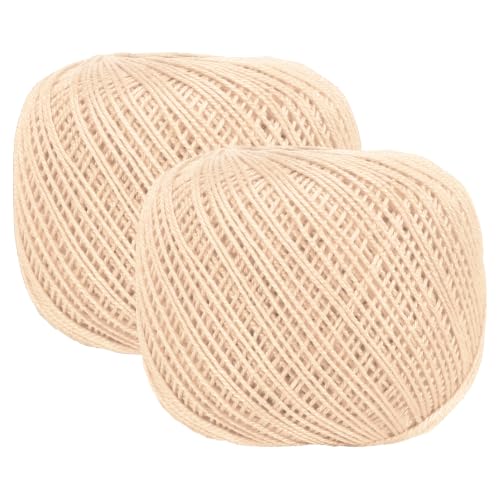MECCANIXITY Crochet Thread Pearl Cotton Size 3 Beige 2 Rolls 164 Yards for Crocheting Tatting Knitting Embroidery Sewing - color: Beige