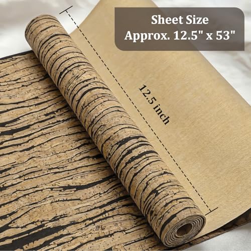 SorenCut Cork Fabric by The Yard,Cork Fabric for Sewing with Black Coffee Surface,12 * 52 Inch Larger Size for Handcrafts,Cutting DIY Projects - color: Black Coffee