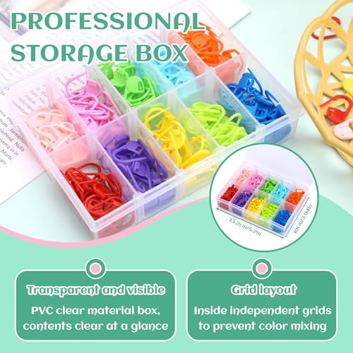 LUNARM 200Pcs Stitch Markers for Crocheting Crochet Stitch Markers Knitting - color: 200pcs + 6pcs Needles