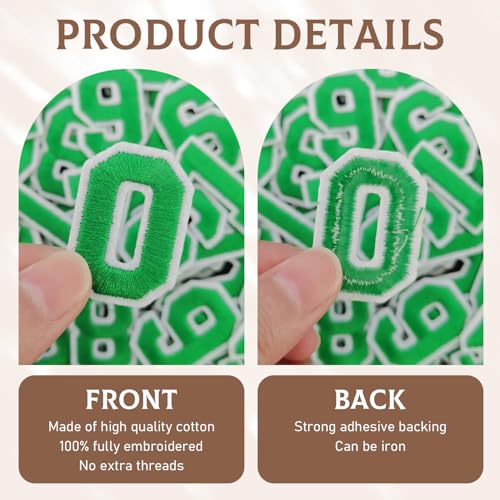 50 Pcs Iron on Numbers Patches for Fabric Tote Bags Hats Clothing Green - color: Green, size: Numbers Only