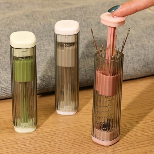 1 Set Pop-up Magnetic Sewing Needle Storage Boxes Portable Embroidery Needle Case DIY Handicrafts Sewing Tool Accessories (Gray) - color: Gray