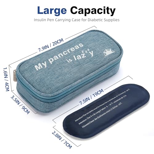 apollo walker Insulin Cooler Travel Case with Ice Packs and Insulation - color: Light Blue, size: Small