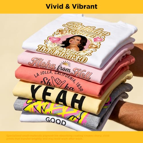 TransOurDream Heat Transfer Paper for Light Shirts(10 Sheets, 8.5x11),Printable HTV Heat Transfer Vinyl for Inkjet Printers - color: Light, size: 10 Sheets