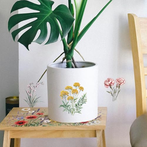 3 Sheets Flower Rub on Transfer Vintage Floral Rub on Transfers Vivid Flower Decal Stickers Durable Waterproof Redesign Furniture Sticker for Wood Furniture Wood Home Paper DIY Craft - style: Colorful Flower Clusters