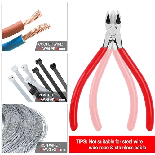 HAUTMEC 5" Precise Small Flush Cutters of Engineer Wire Cutters Pliers Side Cutters with Location Pin for Fine Shearing, Perfect for Circuit Board Cutting, Electronic Components, HT0327 - color: 5 Inch-1pcs