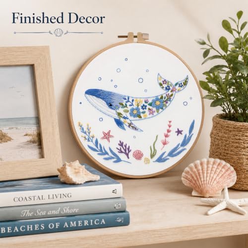 Louise Maelys Embroidery Kit for Beginners, Whale Ocean Needlepoint Kit - color: Whale