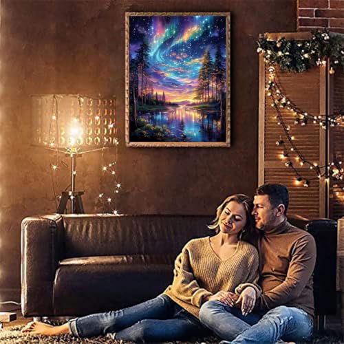 Tiwabb Aurora Starry Night Stamped Cross Stitch Kits for Adults Beginners - color: Cross Stitch 0630-05