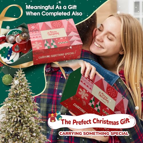 yuegool 6PCS Christmas Punch Needle Coasters Kit,Easy DIY Punch Needle Embroidery Kit for Beginners Adults Kids Including Patterns, Tools, Yarns, Hoop, Instruction, Coaster Holder Art Craft Supplies - color: Merry Stitchmas, size: 4-inch diameter