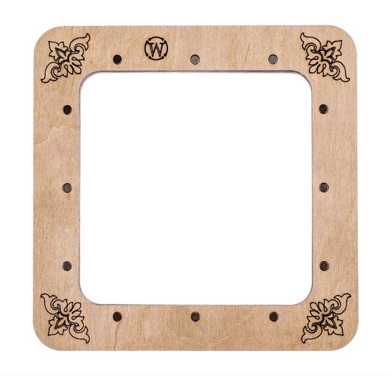 Magnetic Embroidery Hoop Medium – 4"x4" Inner Size, Square Hoop for Perforated Paper & Plastic Canvas, Dark Wood | FLMP‑006 - color: Dark