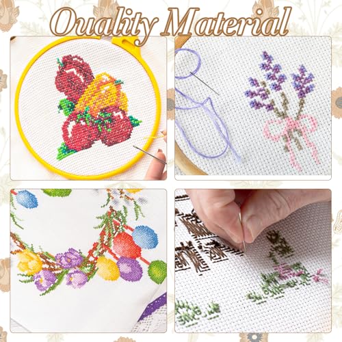 12 Pcs Aida Cloth 12 Color 14 Count Cross Stitch Fabric DIY Cross Stitch for Embroidery DIY Handmade Art Craft, 11.8 x 17.7 inch