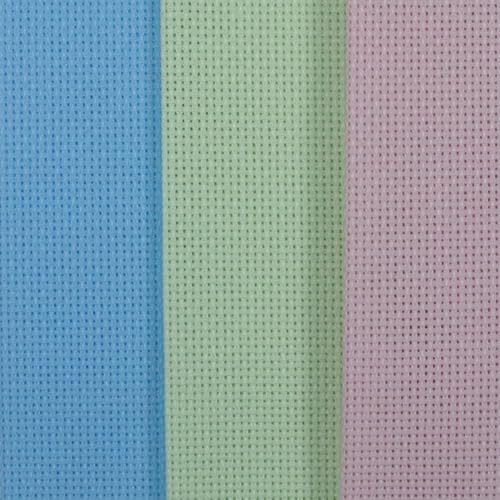 KCS 3 pc of 12" x 18"(30cmx45cm) 18CT Counted Cotton Aida Cloth Cross Stitch Fabric (Light Blue+Pink+Light Green) - color: Light Blue+pink+light Green