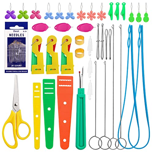 Fedmut 42 Pcs Drawstring Threader Tool Set Needle Threaders for Hand Sewing - color: 42pcs