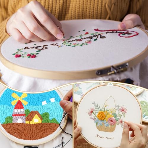 16 Pcs Embroidery Fabric Cloth, 5.9 to 11.8inch Embroidery Cloth Squares - color: White