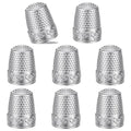 WJIAAA 8 PCS Sewing Thimbles for Hand Sewing, Metal Finger Protector Quilting Craft Accessories for Knitting Fingertip Protector Embroidery Needlework DIY Tools Anti-Slip Grooves Breathable(Silver)