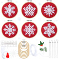 Roowest 6 Sets Christmas Embroidery Kits Snowflake Ornament DIY,Red - color: Red