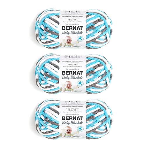 Bernat Baby Blanket Yarn for Crocheting Soft, Sail Away, 3-Pack - color: Sail Away, size: 3 Pack, style: Baby Blanket
