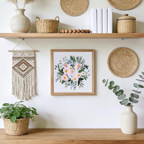 Zerzsy 7.87 '' Embroidery Kits Plant Flower Leaf English Letter Patterns for Beginners Adults, Easy to Learn Cross Stitch Kit for Home Office Decor - color: Letter U