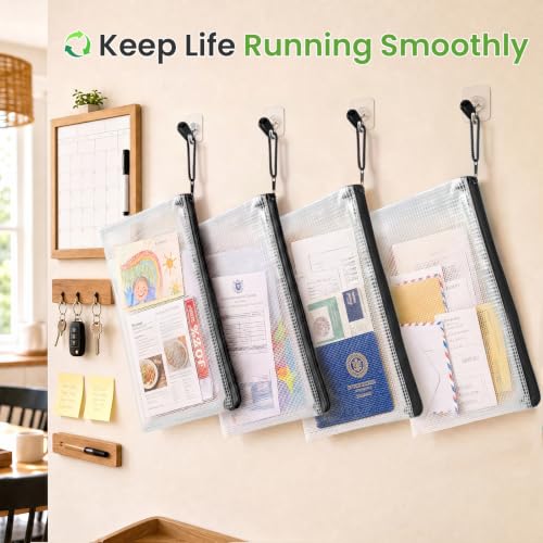 Smarpau Mesh Zipper Pouch Bags 24 Pack, Letter Size Document Organizer Bags - color: Black, size: A4-13.3x9.4in