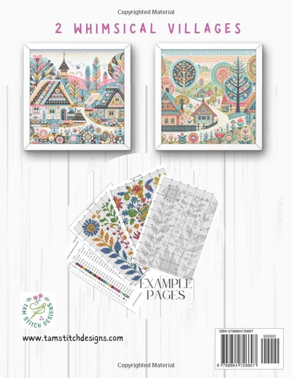 Modern Cross Stitch Patterns - Whimsical Villages - 2 full coverage counted cross stitch designs