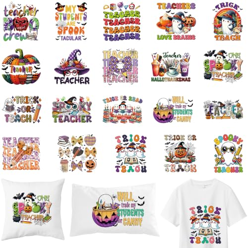 Halloween DTF Transfers Ready to Press, Iron on Decals for T-Shirts - color: Halloween Teacher