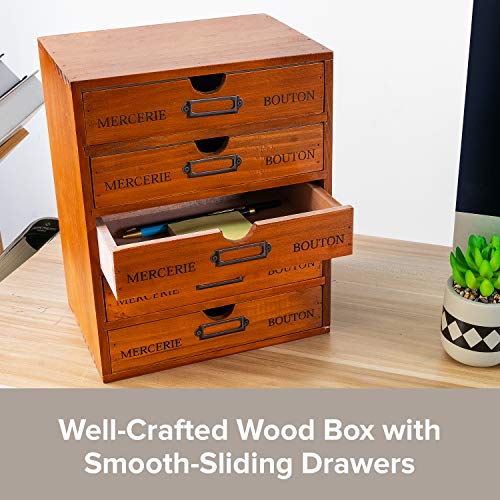 Vintage 5-Drawer Wooden Desk Organizer - Craft Storage - Rustic Shelf Drawer - Home Bedazzling, Rhinestone Organizers and Accessories - Embroidery Floss - Apothecary Cabinet, Art Storage I Stackable - size: 5 Drawer