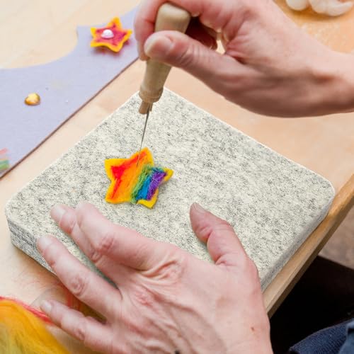 Nicunom 3 Pack Needle Felting Mat, Natural Wool Needle Felting Pad, 6x6x1 inch Felting Block for DIY Craft Felting Wool Projects, Thick and Firm