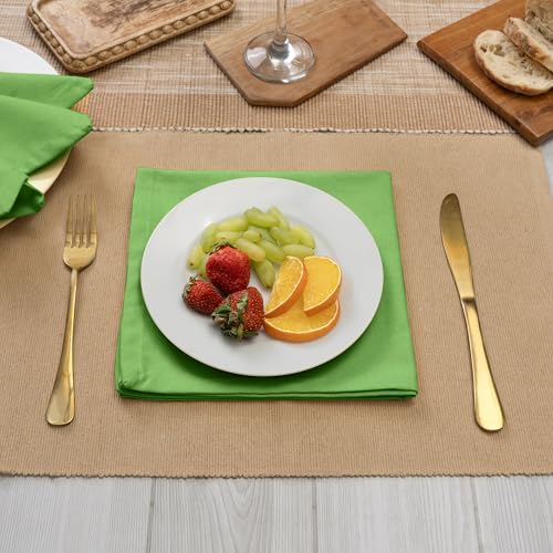 Blue Needles Solid Cloth Napkins 100% Cotton Set of 12-18 x 18 Inches - color: Apple Green, size: 18" x 18" (Set of 12)