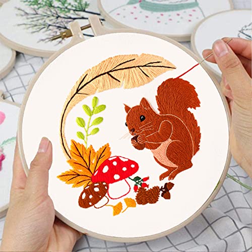 Louise Maelys 3 Set Animal Embroidery Kit for Beginners Cute DIY Gift - color: Animals-4