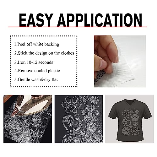 NBEADS Dog Paw Rhinestone Iron on Hotfix, Heat Transfer Decal Bling Rhinestone Decals Rhinestone Heat Transfer Patch Clothing Repair Applique for T-Shirt Clothing Pants Bags (DIY-WH0303-031-US6) - color: Dog Paw