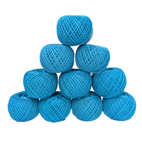 KGS Crochet Thread Cotton Yarn Balls | Size 8 | 10 Balls | 10 Grams Each Ball | Total 100 Grams of Pearl Cotton Thread for Crocheting, Cross Stitch, Needlepoint Hand Embroidery (Sky Blue) - color: Sky Blue