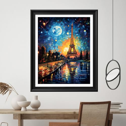 Leczany Cross Stitch Stamped Kit for Adults - Moonlight Tower | DIY Embroidery Starter Patterns Craft Kit Needlepoint for Beginner | 11CT, 3 Strands | 13.4x17.3 inches - color: 11CT Stamped kits, Moonlight Tower 13.4x17.3 inches