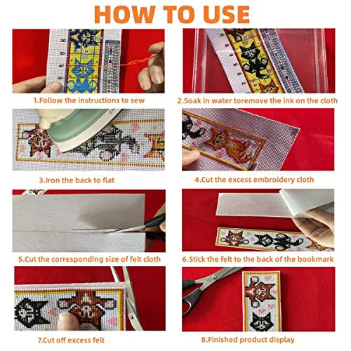 ZuoAnLF 5 PCS Cross Stitch Bookmark Kits,DIY Bookmarks Cross Stitch Kits,Stamped Embroidery Bookmarks for Adults Beginners,14CT