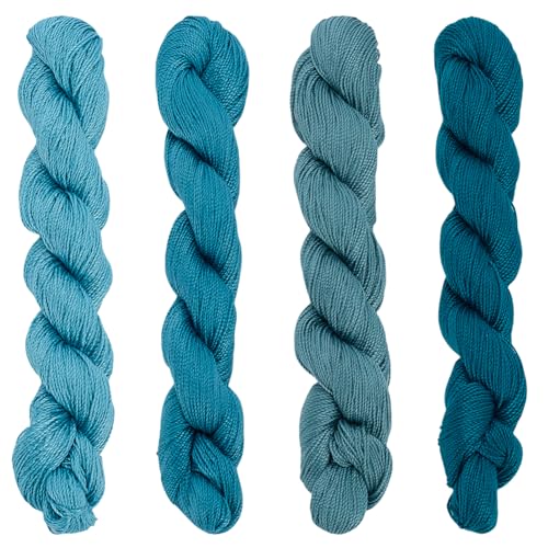FREEBLOSS 4 Pcs Sashiko Thread Sashiko Skein 4 * 100 M Pure Cotton Embroidery Thread Japanese Sewing Threads Quilting & Embroidery Sewing Kit Supplies 4 Blue Theme Colors - color: Blue