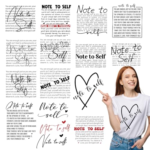 16Pcs Positive Quote Dtf Transfers Ready to Press Note to Self Iron on Transfers for Tshirts Motivational Transfer Vinyl Stickers for Clothing Pillows Bag DIY Crafts - color: Positive