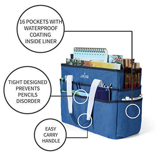 JJRING Craft Organizer Tote Bag Large Art Storage Caddy Blue - color: Blue, size: Large