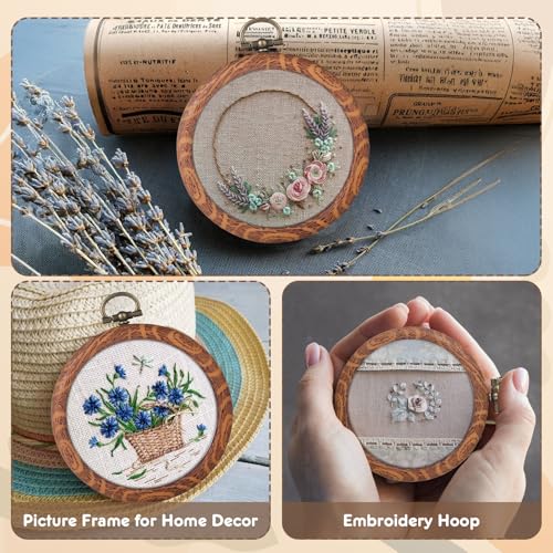 15 Pcs 3.4 Inch Embroidery Hoop Set, Imitation Wood Rubber Cross Stitch Hoops, Round Sewing Frames for DIY Crafts, Art Projects, and Gift Making - style: 3.4Inch