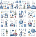 Winter Christmas Rub on Transfers for Crafts - Wxiben 12 Sheets Snowman Snowflake Rub on Transfers for Furniture Blue Xmas Gnome Rub on Transfer Decal Stickers for Wood DIY Craft Office Home Decor - style: Winter Christmas