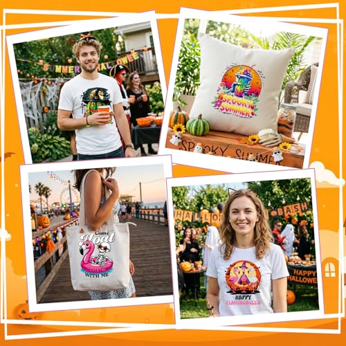 24Pcs Summer Halloween DTF Transfers Ready to Press, Spooky Summer Ghost Skeleton Pumpkin Heat Transfer Designs for T Shirts, Tote Bags, Pillows, DIY Clothing and Craft Projects - color: Summer Halloween