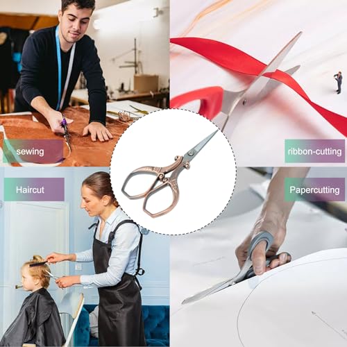 yueton Vintage Plumage Corner Angle Handle Needlework Embroidery Scissors (Copper)