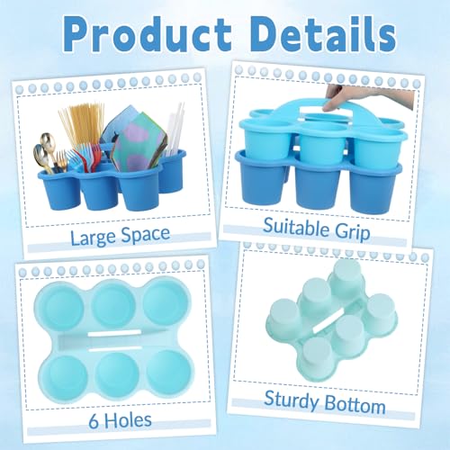 6 Pack Classroom Caddy Organizer with Handle, 6 Compartments, Gradient Blue - color: Gradient Blue