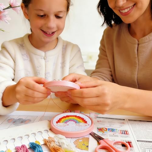 7 Pack Lucky Stamped Cross Stitch Kits for Adults Beginners with Frame - color: Lucky every day