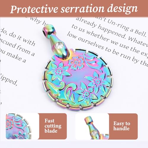 SynHHergyx Yarn Cutter Pendants 5 Pcs Vintage Thread Cutter Metal Yarn Cutter Thread Disconnector Round Yarn Cutter Pendant for DIY Sewing Tools Knitting Supplies (Gold, Silver, Copper, Dazzle Color)