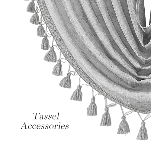 Silver Gray Solid Waterfall Valance with Tassel Accessories, 56"Wx38"Lx1 - color: Silver Gray, size: 56"W x 38"L (Pack of 1)