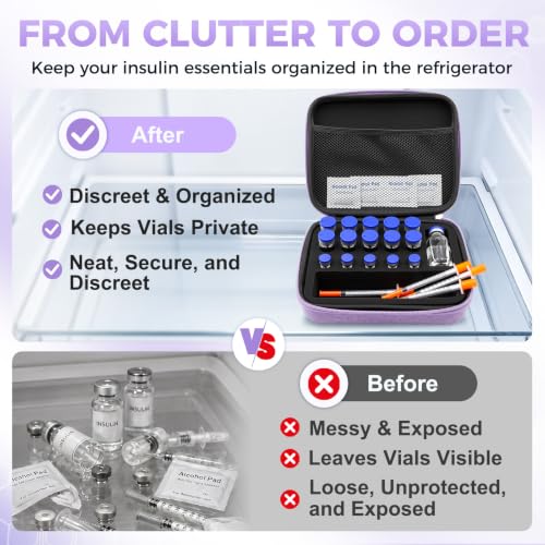 Peptide Case for Fridge, Insulin Vial Case for Diabetics - color: Purple-15×(1-10ml)+1*30ml
