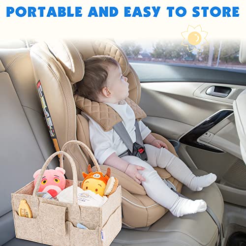 Maliton Felt Diaper Caddy Organizer with Lid - Large, Khaki - color: Khaki with Lid, size: Large