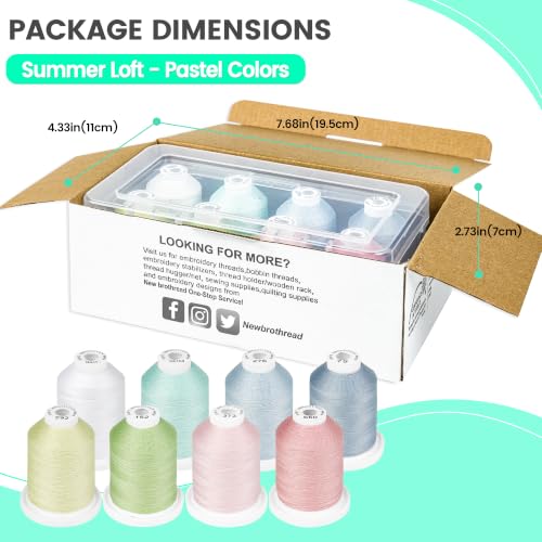 New brothread 100% Mercerized Cotton Threads with Box - 8xSummer Loft - color: 8 X Summer Loft(Pastel Color)