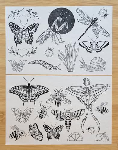 Water Soluble Embroidery Patterns Stabilizers, Stick and Stitch Embroidery Transfers Paper Tear Away Embroidery Stabilizer with Fun Designs for Stitching, Flowers and Animals (Bugs N Things) - color: Bugs N things